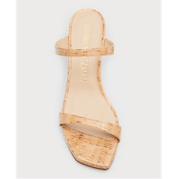 STUART WEITZMAN Aleena Square Toe Wedge Slide SANDAL size SIZE 10 Natural. Cork - Picture 13 of 16